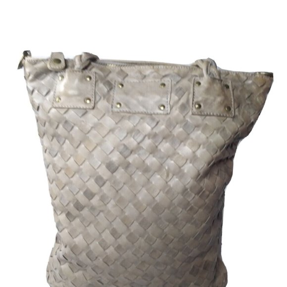 LANGELLOTTI Woven Leather Tote Bag Large Italian Leather Handbag Retail $375 - Picture 1 of 8